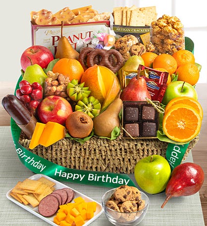 Happy Birthday Fruit & Sweets Gift Basket